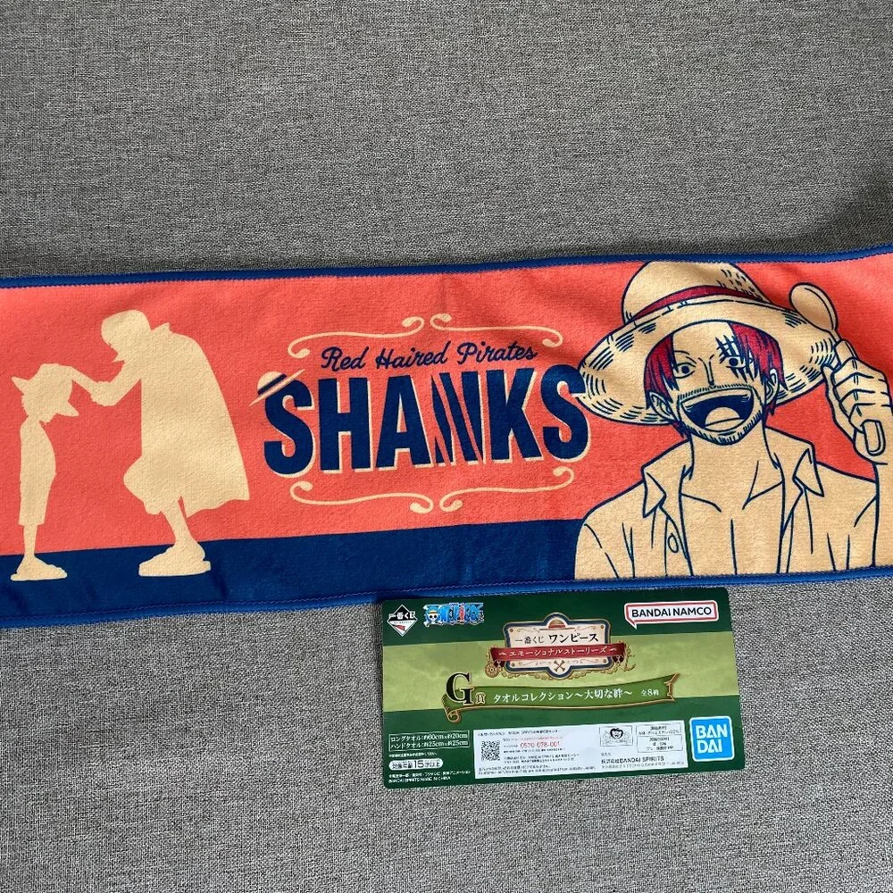 One Piece Red Hair Pirates Shanks Long Hand Towel Bandai Spirits New